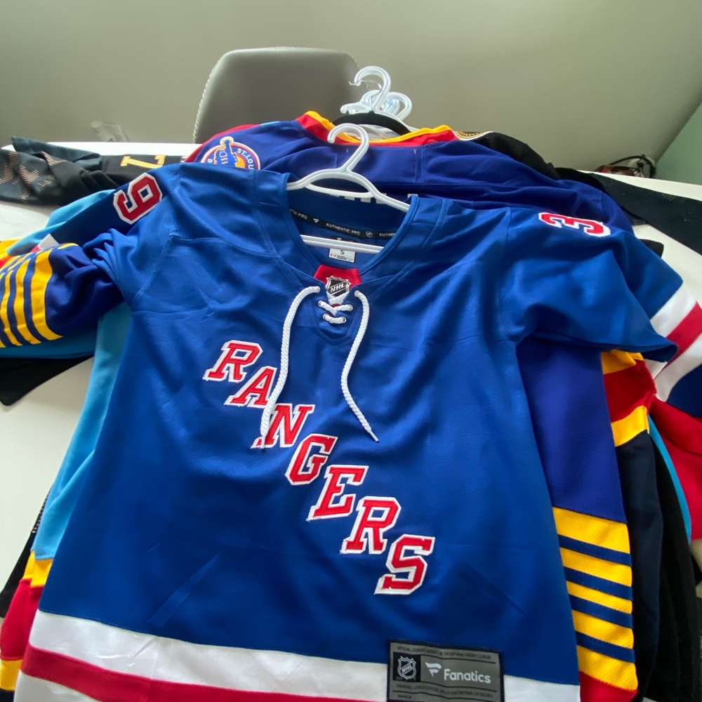 Fanatics Blue and Red Kids Rangers Jersey